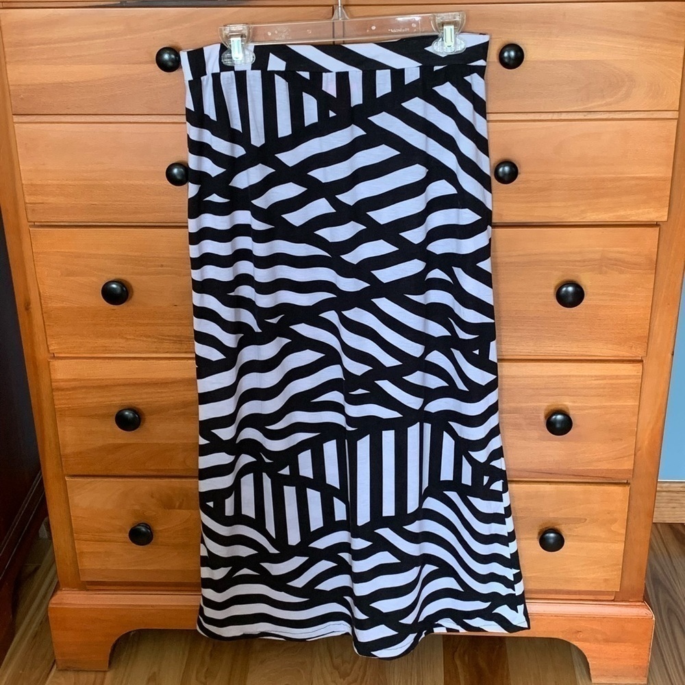 Mix&Co Striped maxi skirt poly spandex large elastic waist #easter